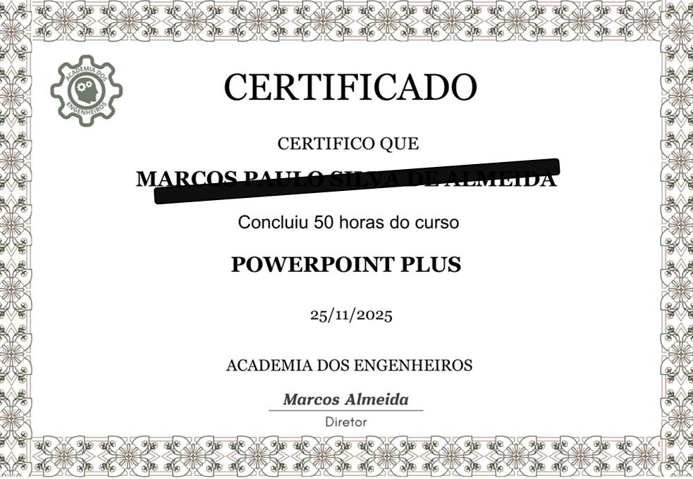 Certificado do curso Powerpoint